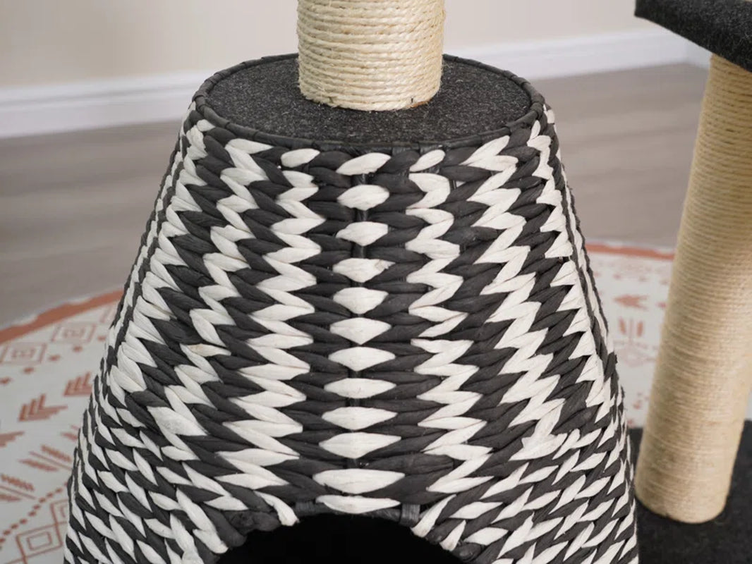 49" Handwoven Cat Tree with Feather Toy