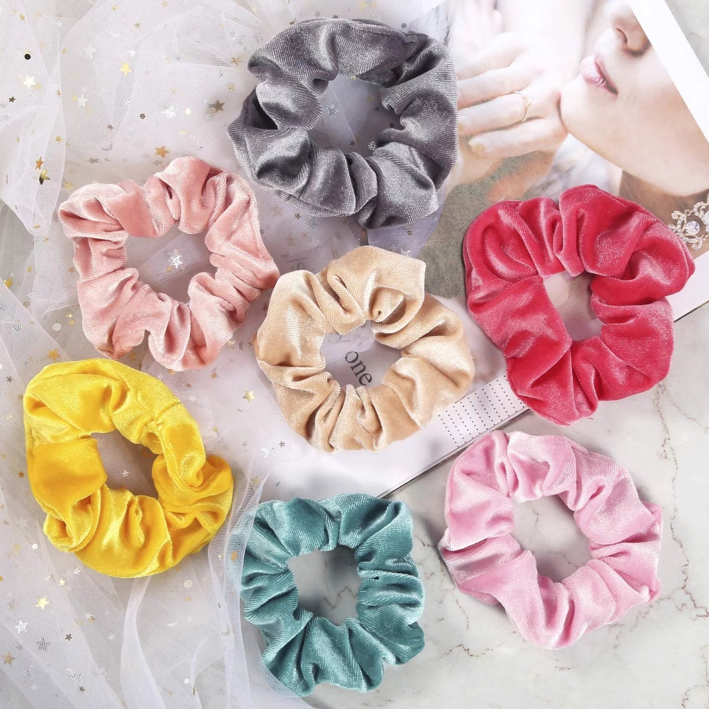 Velvet Scrunchies for Thick Hair, Hair Scrunchies for Women and Girls, Big Scrunchies for Ponytail Holder, with Storage Bag, 20 Pcs